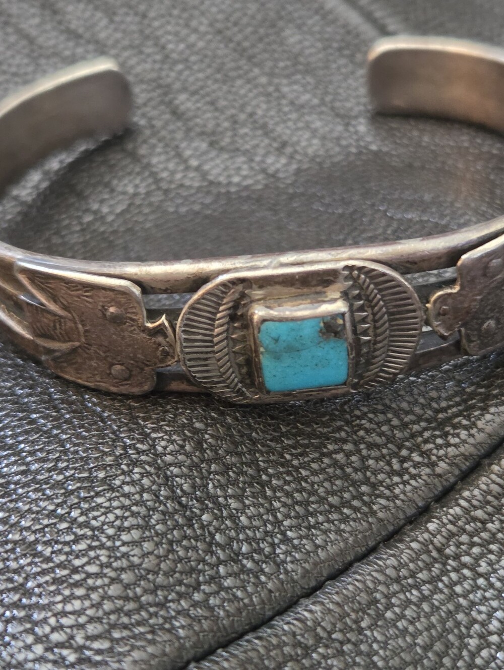Vintage Navajo Turquoise and Silver Cuff Bracelet Vintage From 1960s